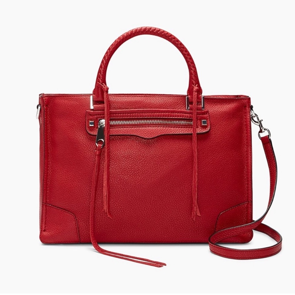 COPY - Rebecca Minkoff Regan Satchel Leather Tote In Scarlet Color